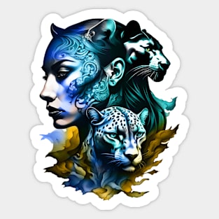 The Allure of the Leopard with a Fabled Female Visage Sticker